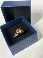 Vintage Orange Cubic Zirconia Ring Gold Plated Womens Size 5