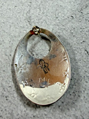 Vintage Sterling Silver Oval Etched Pierced Earrings South Western