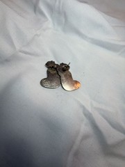 Vintage REO Signed Enamel Cat Earrings with Gold Tone Bow