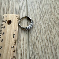 Vintage Sterling Silver 14K Gold Croissant Dome Ring Twisted Band Engraved