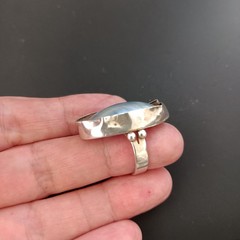 Silver Sculptural Pearl Ring Large Baroque Organic Statement Boho Asymmetrical