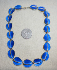 Albert Scharning Norwegian Blue Guilloche Enamel Necklace 15″ A. SCH 925 Ster