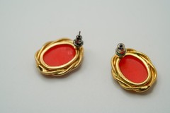 Vintage Gold Tone Cameo Stud Earrings 2.2cm JB39
