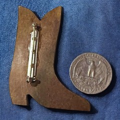 Cowboy Boot Brooch Figural Western Style Enamel Resin Pin Vintage Novelty