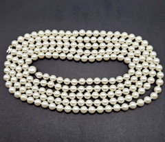 Classic Faux Pearl Long Opera Length Knotted Off White Luminous Necklace 72 inch