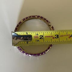 Bangle Bracelet Purple Enamel Hinged Clamp Clamper Gold Tone
