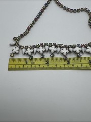 White Milk Glass Rhinestone Pastel Pink Green Blue Yellow Necklace