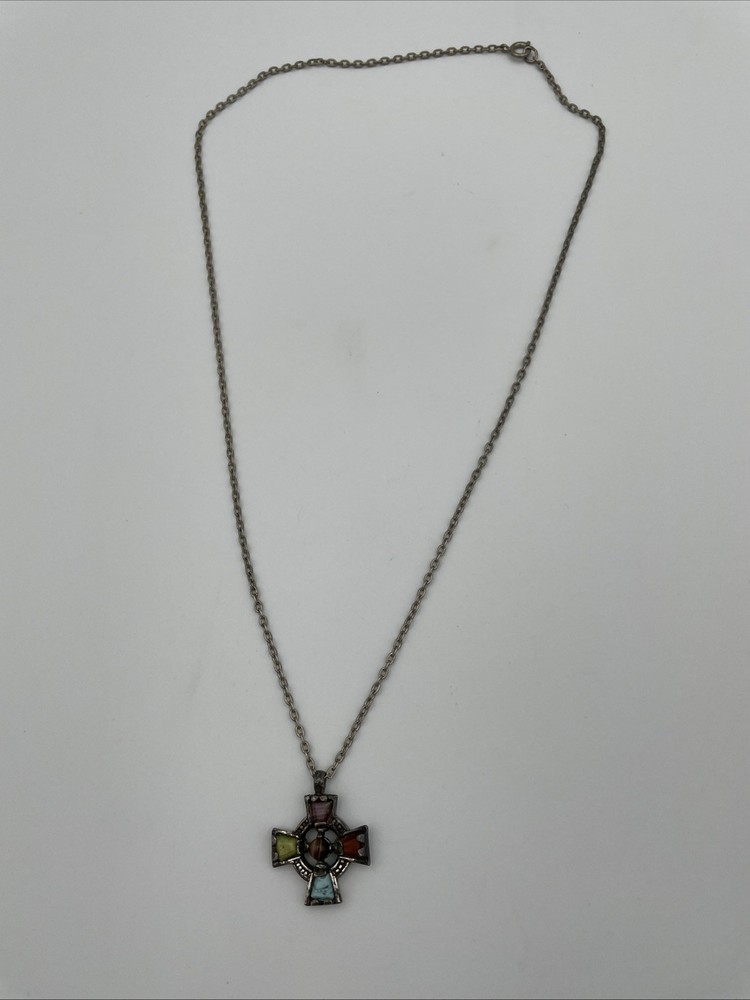 Unique Scottish Celtic Cross Stones Various Colors Necklace Beautiful Christian