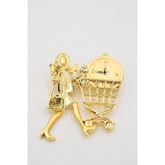 Danecraft Vintage Mother’s Day Pin Brooch Mom On Go Baby Shopping Cart NOS BinA9