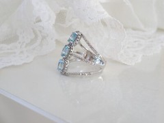 New Natural Blue Topaz Modern Sterling Silver 925 Ring Size 7