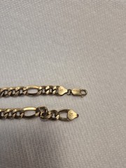 Sterling Silver 925 Gold Plated FIGARO Chain 22” Necklace ITALY 10mm Not Scrap