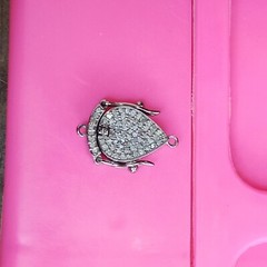 1 Pc Pave Diamond Small Lobster Charm- 925 Sterling Vermeil Gold- 21mmx15mm 163