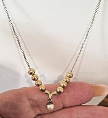 Vintage 1960s 12k Gold Fill Cultured Pearl Bead Ball Necklace USA made see video