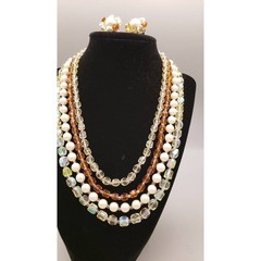 Vintage multi-strand necklace with matching earrings