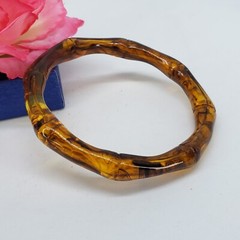 Amber Color Smoky Lucite Bamboo Bangle Bracelet