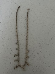 Modern Gold Tone Topaz Glass Rhinestone Fringe Necklace W/Matching Chand Earring