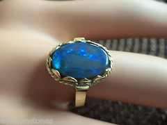 7 1/4 Vintage 14k APPROX 14×10 AUSTRALIA BLACK OPAL Ring