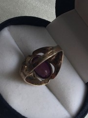 Rings silver 875 Gold plated pink-purple corund Russian Soviet vintage USSR