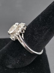 Vintage Silver Toned CZ Cocktail Starburst Ring – Size 8.5