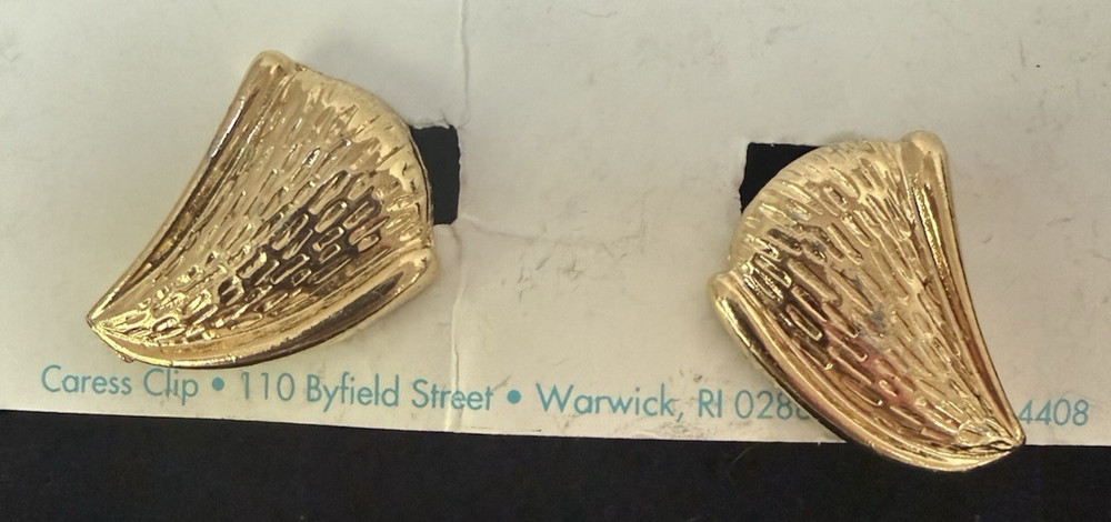 UK Caress Clip Hypoallergenic Gold Tone Earrings on Original Card