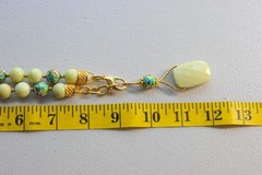 lime green Beaded Necklace semi-precious Gemstone pendant glass beads MA2