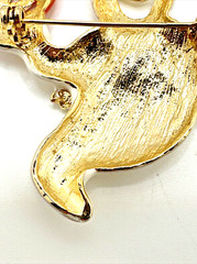 Vintage Halloween Ghost Brooch Enamel Pumpkin Jack O Lantern Statement Pin 2×2″