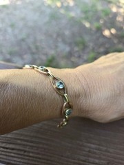 Art Deco Blue Zircon 14k Gold Bracelet