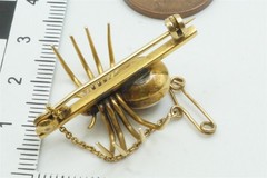 QUALITY ANTIQUE ENGLISH 15K GOLD CABOCHON CITRINE SPIDER BROOCH c1900