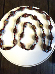 Vintage “Millifiori” Art Glass Bead Necklace 26 Inch and Bracelet 7.75 Inches