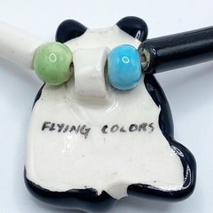 Vintage Flying Colors Necklace Panda Bear Ceramic Collectible Kitsch 1980s 15.5″