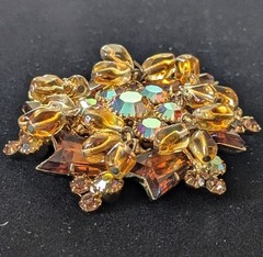 VTG DeLizza & Elster D&E Juliana Trembler Brooch Pin w/ 6 Dangle Clusters