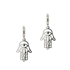 Sterling Silver Dangle Hoop Huggie Earrings