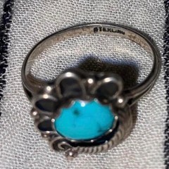 Vintage Sterling Silver Turquoise Flower Ring – Size 7