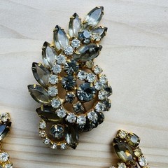 VTG Statement Brooch Earrings Match Set Navette Spiral Juliana Weiss MCM Gold