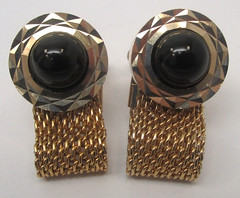 Vintage Black Onyx Wrap Around Gold Filled Cufflinks Bullet Back