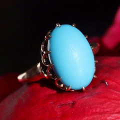 10k rose gold size 3 ring 2.50ct turquoise solitaire 1890’s antique 2.71gr N3188