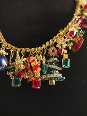 Lunch at the Ritz Christmas Tree Wreath Candy Cane Red Green Gold Blue Necklace