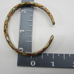 Vintage Open Cuff Bracelet Mixed Metals Copper Brass Silver Tone
