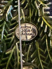 Avon Christmas Tree Dangling Rhinestone Ornaments 2008 5th Annual Brooch Pin 3″