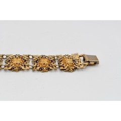 Vintage Mother of Pearl Link Bracelet Gold Tone 7.25” Safety Chain