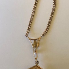 Vintage 10k FILIGREE PENDANT GREEN PINK GOLD