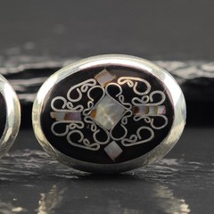 Mexican MOP Inlay Cufflinks Sterling Silver
