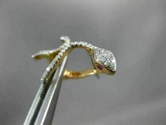 ESTATE .42T DIAMOND & AAA RUBY 18KT ROSE GOLD 3D SNAKE FUN HANGING EARRINGS