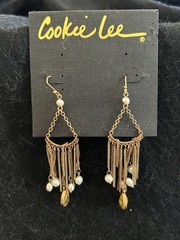 Cookie Lee Cascading Pearl Earrings New