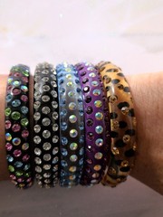 Vintage Y2K Lucite Rhinestone Bangle Bracelet Lot of 5 Leopard Animal Print…