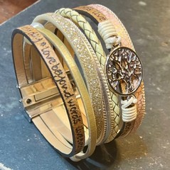 Love Beyond Words, Live Every Moment, Laugh Everyday Tree Mixed Cord Bracelet