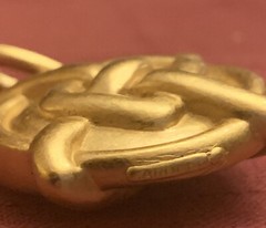 Vintage Estate Goldtone Art Deco Large slider Pendant Signed CAROL LEE