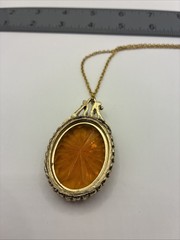 Vintage Pendant Necklace Starburst Gold Tone Filigree Large Faceted Statement