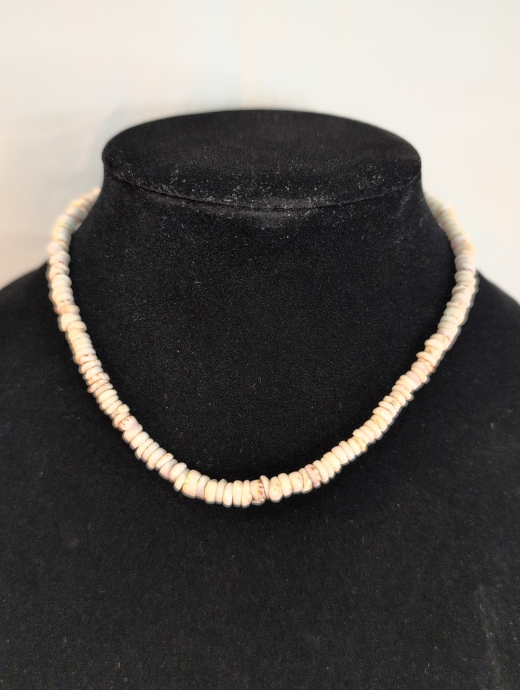 Vintage Puka Shell Choker Necklace Barrel Clasp 15 Inch Circa 1970s – 80s