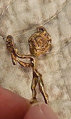 CYVRA Vintage Pendant Fairy Cherub Pixie Looking In Mirror Gold Tone Rare Signed